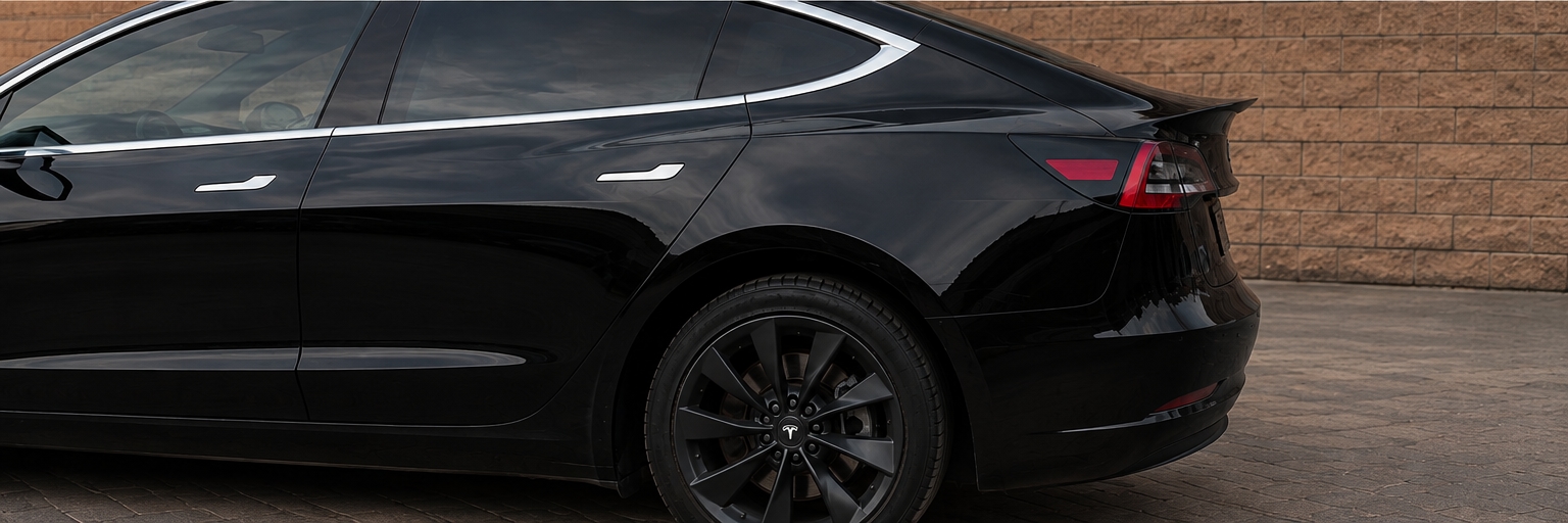 Aile arrière de la Tesla Model 3 après réparation et peinture